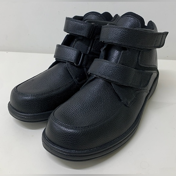 Men’s 14 EE Wide Orthofeet Glacier Gorge Pebbled Leather Hook & Loop Ankle Boots - Picture 3 of 16